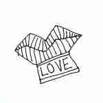 whimsical line drawing tattoo design of love
