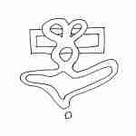 whimsical line drawing tattoo design of a relaxed doodle
