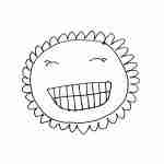 whimsical line drawing tattoo design of a smiling flower