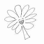 whimsical line drawing tattoo design of a smiling plant