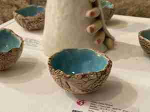 Cracked Earth bowls, with turquoise glaze