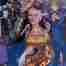A3 goddess collage, in gold in a spacey scenario