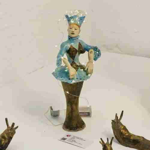 Stoneware clay Harlequin sculpture