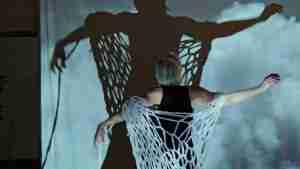 Artmixture Collective collaboration with arm knitting, sounds and video