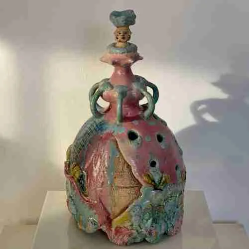 Highly glazed ceramic art object of a Benthic Goddess.