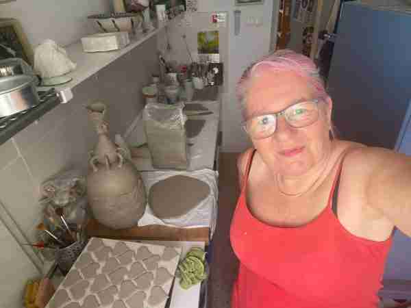 Emma Plunkett ceramicist in her studio